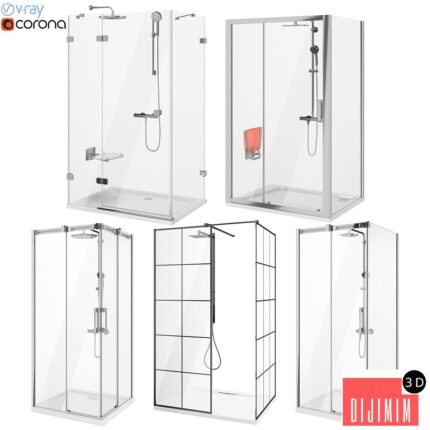 3D shower cabins Ravak and Radaway set