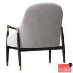 3D Modern Brass Accented Walnut Lounge Chairs - Görsel 2