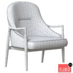 3D Modern Brass Accented Walnut Lounge Chairs - Görsel 3