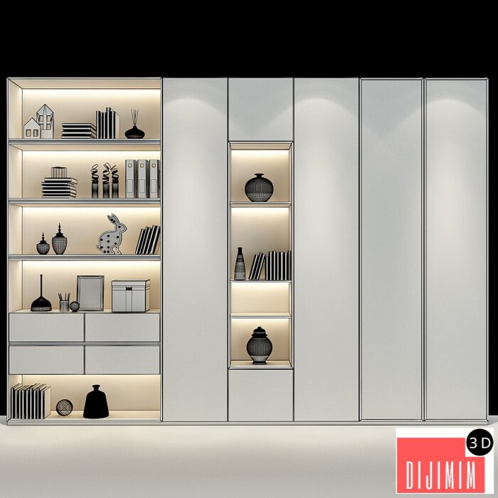 3D BÜFE VE KİTAPLIK MODELİ - Görsel 2