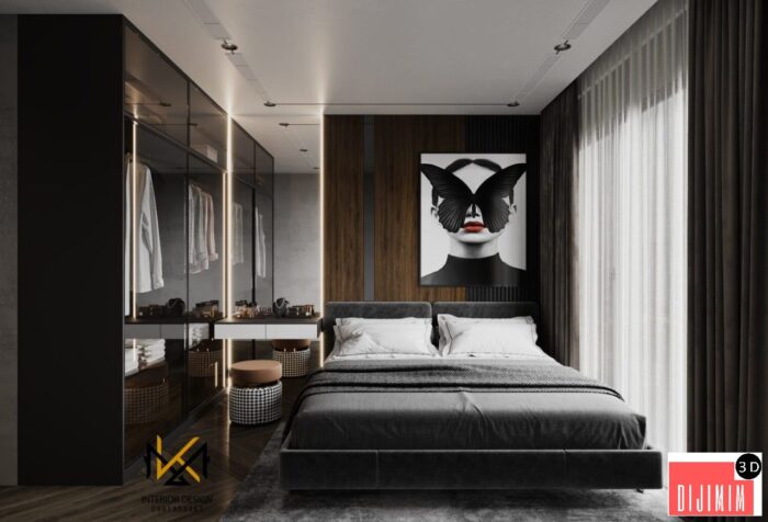 Master bedroom 3D scene - Görsel 1