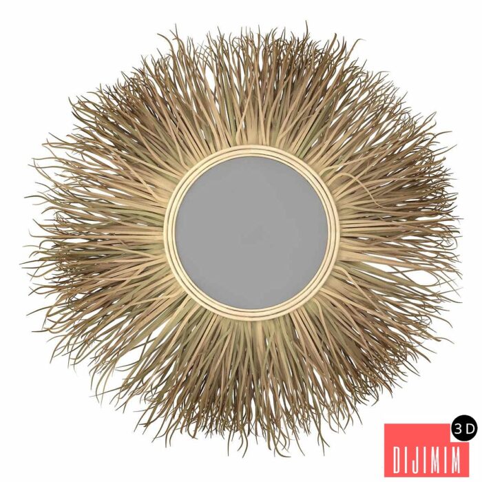 Bazar Bizar GRASS MIRROR Round wall mounted rattan mirror - Görsel 1