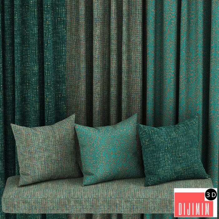 set of fabric materials in green tones3 - Görsel 1
