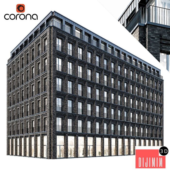 Modern residential building 07 | night + interiors - Görsel 1