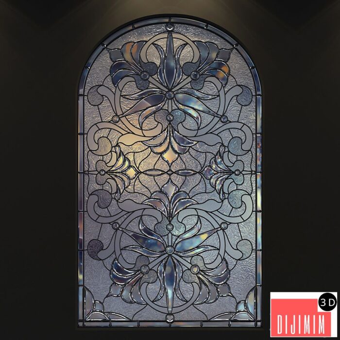 Stained glass window with arch - Görsel 1