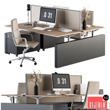 Office Furniture - employee Set Cream and Black 36