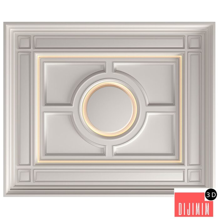 Modern coffered illuminated ceiling set Art Deco style - Görsel 1