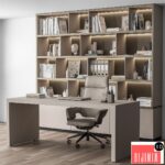 Boss Desk and Library Beige - Office Furniture 319