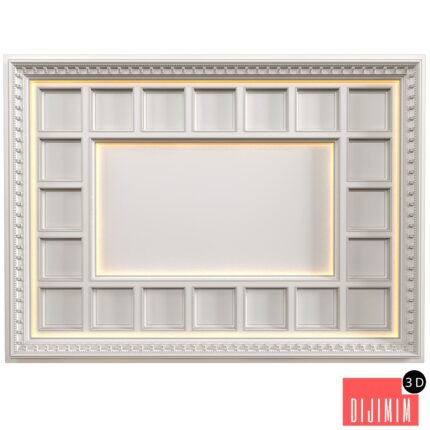 Art Deco coffered illuminated ceiling.Modern coffered illuminated ceiling