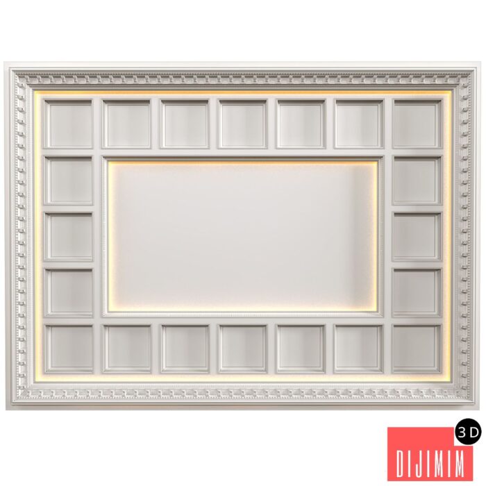 Art Deco coffered illuminated ceiling.Modern coffered illuminated ceiling - Görsel 1