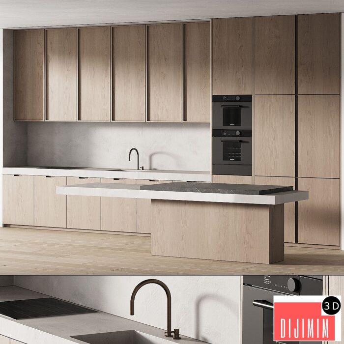 242 modern kitchen 15 minimal modern kitchen with island 06 - Görsel 1