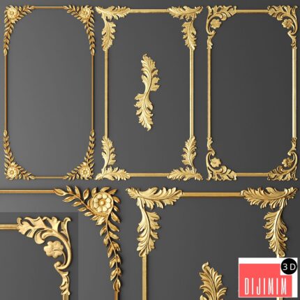 Set, frames, Stucco molding, Rosette, luxury, gold decor, carving, molding, stucco, ceiling, classical, frame