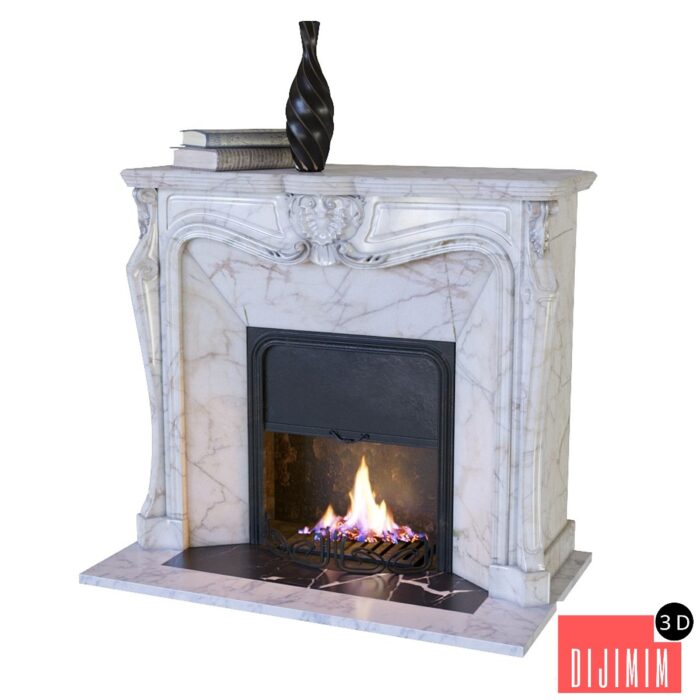 Classic fireplace with decor - Görsel 1