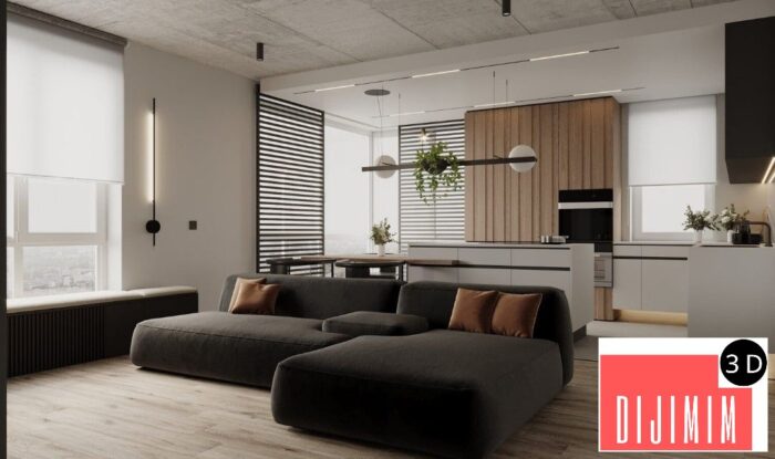 10082. Free 3D Apartment Interior Model Download by Quoc Quyen - Görsel 1