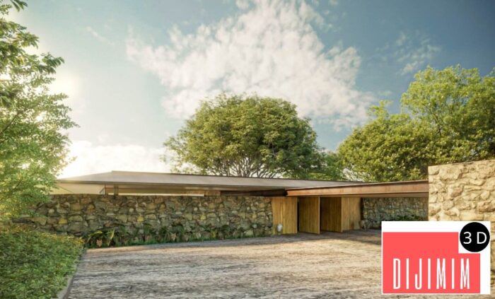 10705. 3D House Exterior Scene Model For Free Download by Mac Vu Tam - Görsel 2