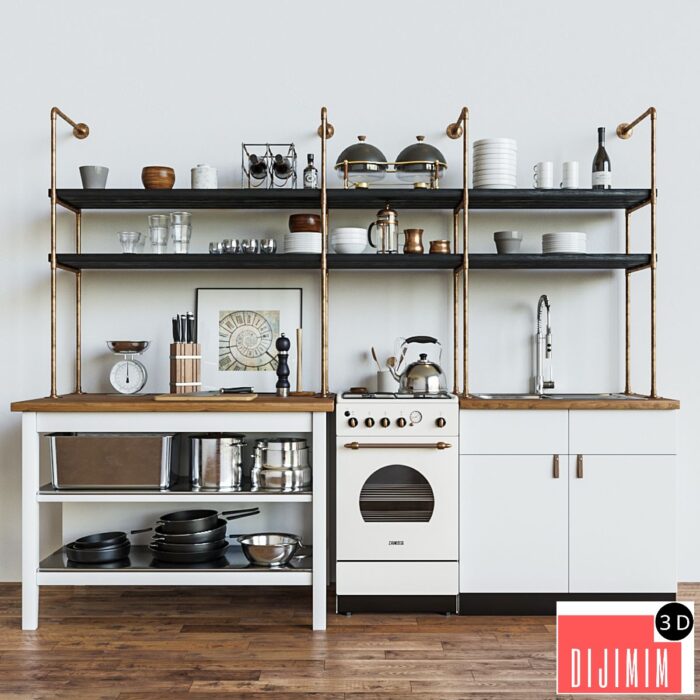 Kitchen set in a loft style - Görsel 1
