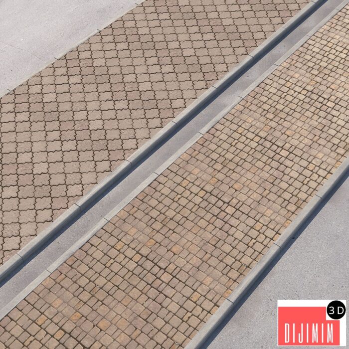 2 sidewalk options with road set_13 - Görsel 1