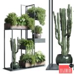 Collection Outdoor Indoor plant stand-metal and wooden vase 13