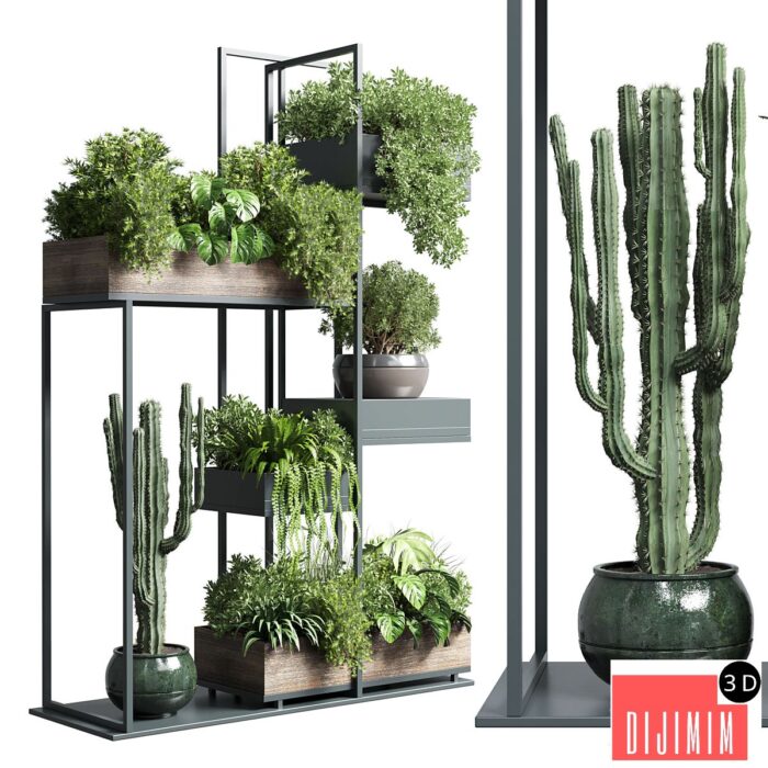Collection Outdoor Indoor plant stand-metal and wooden vase 13 - Görsel 1