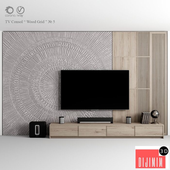TV Consol "Wood Grid" - Görsel 1