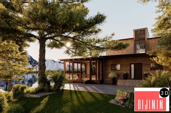 3D Exterior House Scene Model 3dsmax - Görsel 3