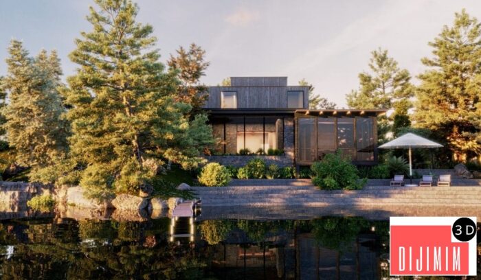 3D Exterior House Scene Model 3dsmax - Görsel 2