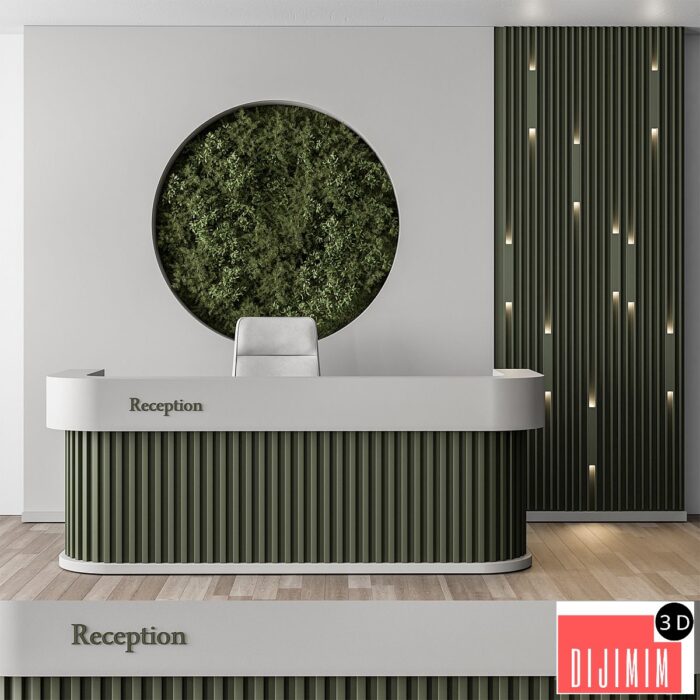 Reception Desk and Wall Decor with vertical Garden - Office Set 312 - Görsel 1