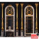 Wall with molded decoration elements and columns