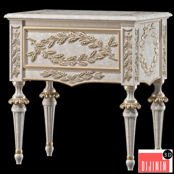 roberto giovannini night stand with laurel carving art 684PL - Görsel 1