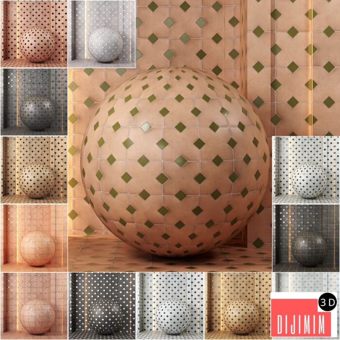 4k 13color Equipe kasbah ceramics material & texture Set 01-(Seamless,pbr) - Görsel 1