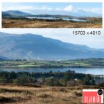 Autumn panorama. Northern Ireland. View of the mountains and the bay.