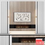 TV wall modular in modern style with decor 03