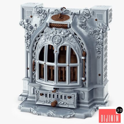 Antique Fireplace Lent Moyen Vif Salamandre