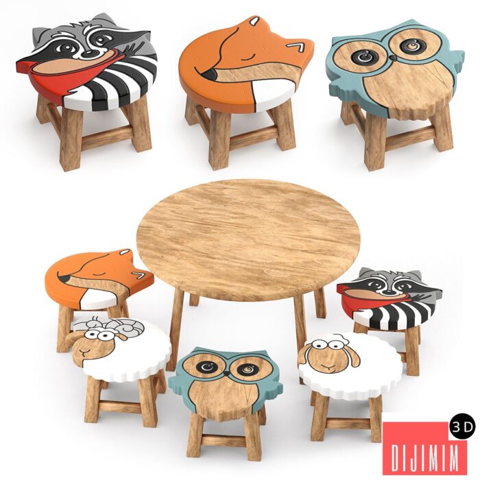kids furniture01-animal chairs - Görsel 1