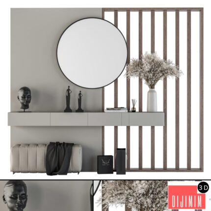 Hallway 12 - Gray and Wood Set