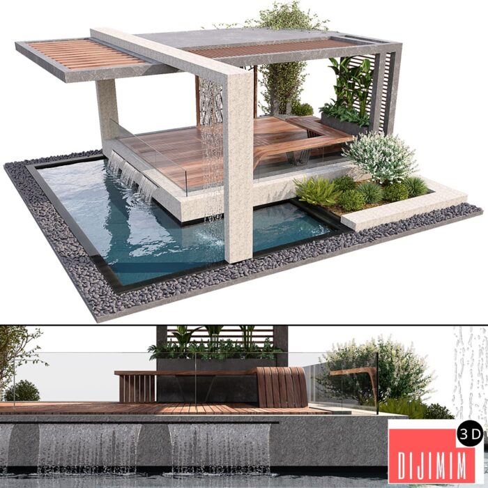 Pergola With Water & Plants - Görsel 1