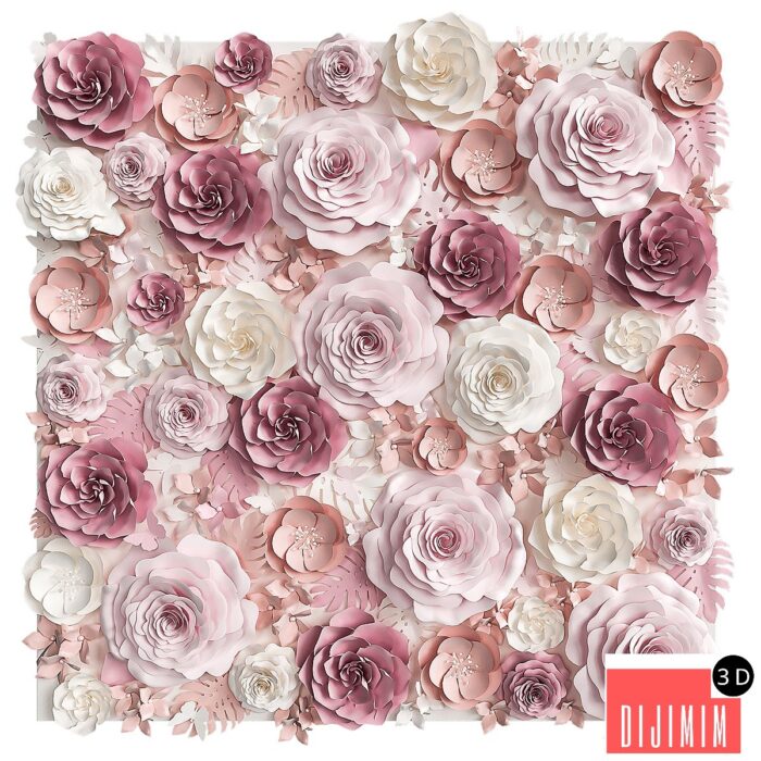 A wall of paper flowers. Photo background - Görsel 1