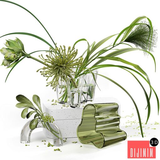 Decor set 047 with green plants AALTO VASE