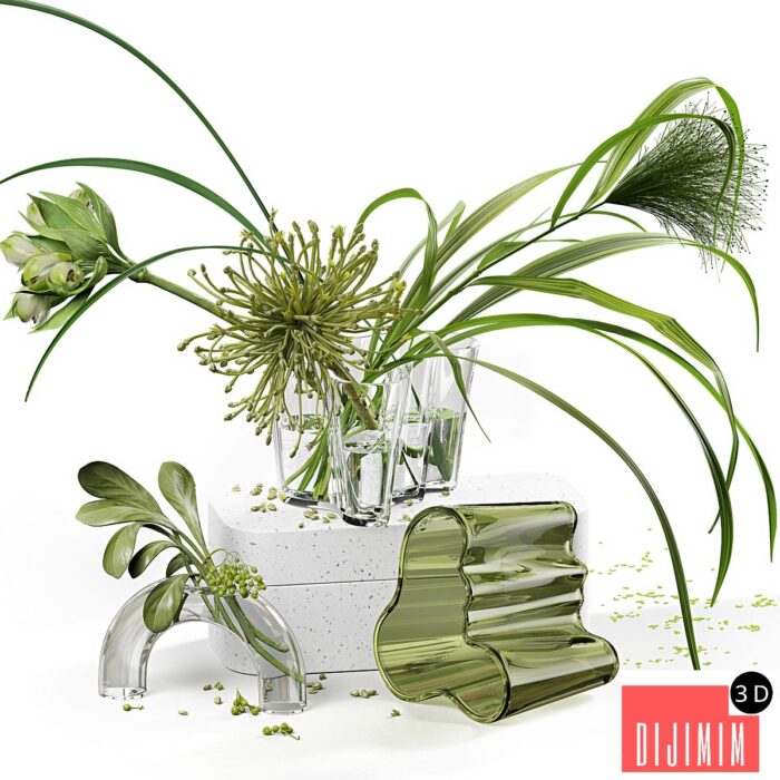Decor set 047 with green plants AALTO VASE - Görsel 1