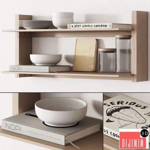 162 kitchen decor set accessories 05 dishes and books 01