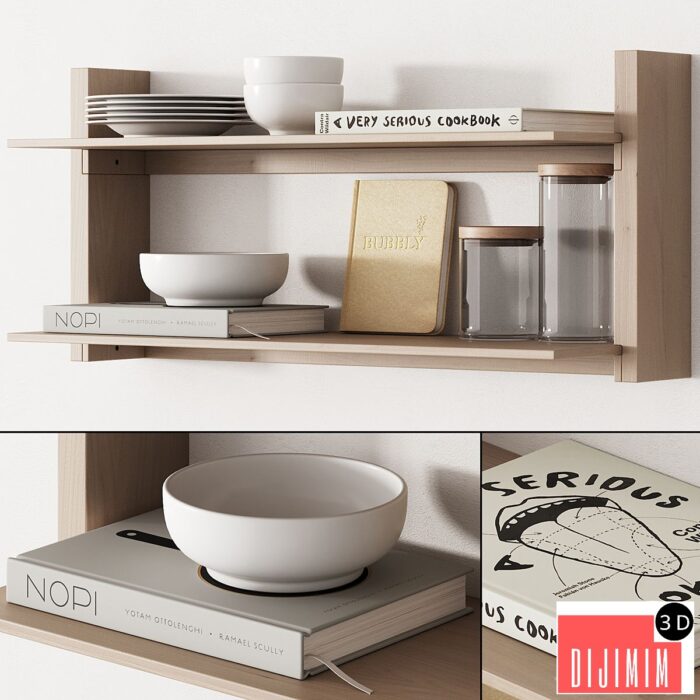 162 kitchen decor set accessories 05 dishes and books 01 - Görsel 1