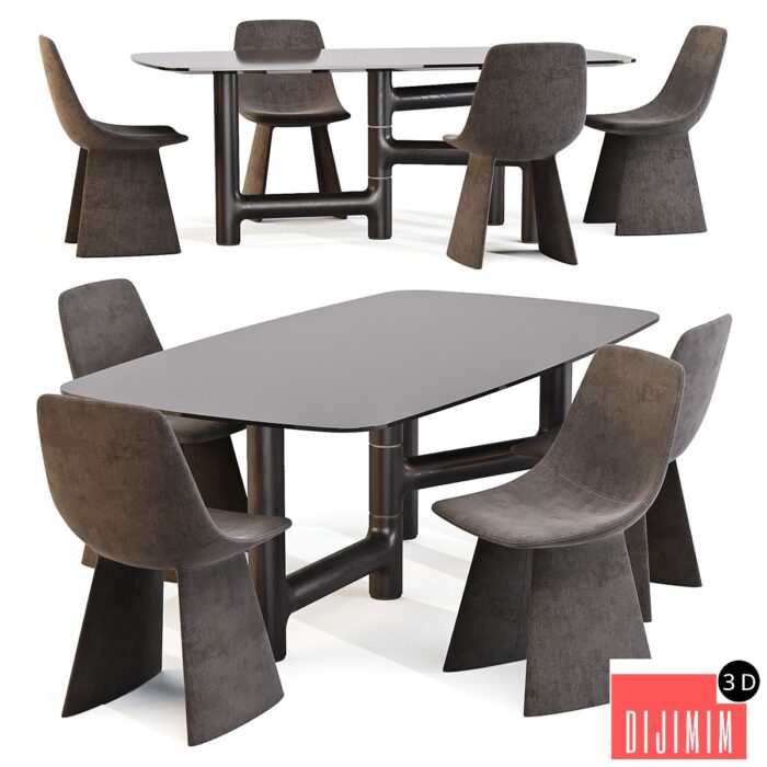 Dining Set 02: Bonaldo (Pivot Table and Agea Chairs) - Görsel 1