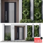 Door outdoor entrance and fence and graden 04