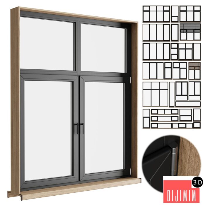 modern windows with Metal Blinds and wooden - Görsel 1