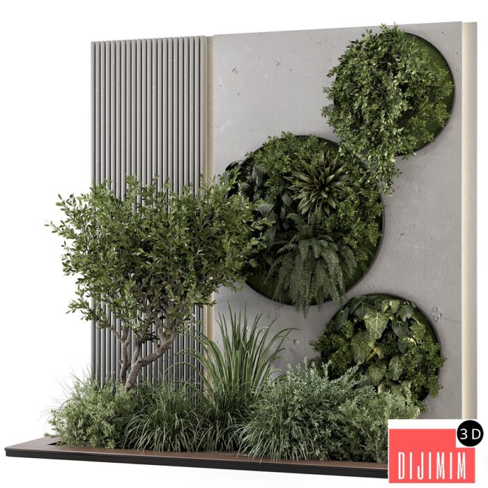 Indoor Wall Vertical Garden in Concrete Base - Set 1357 - Görsel 1
