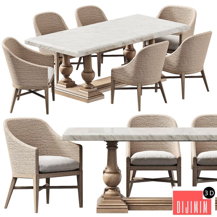 RH DINING SET 8 - Görsel 1