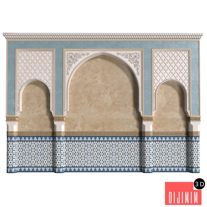 Arch in oriental style. Arab decorative wall. Arabic wall.Oriental Wall paneling - Görsel 1