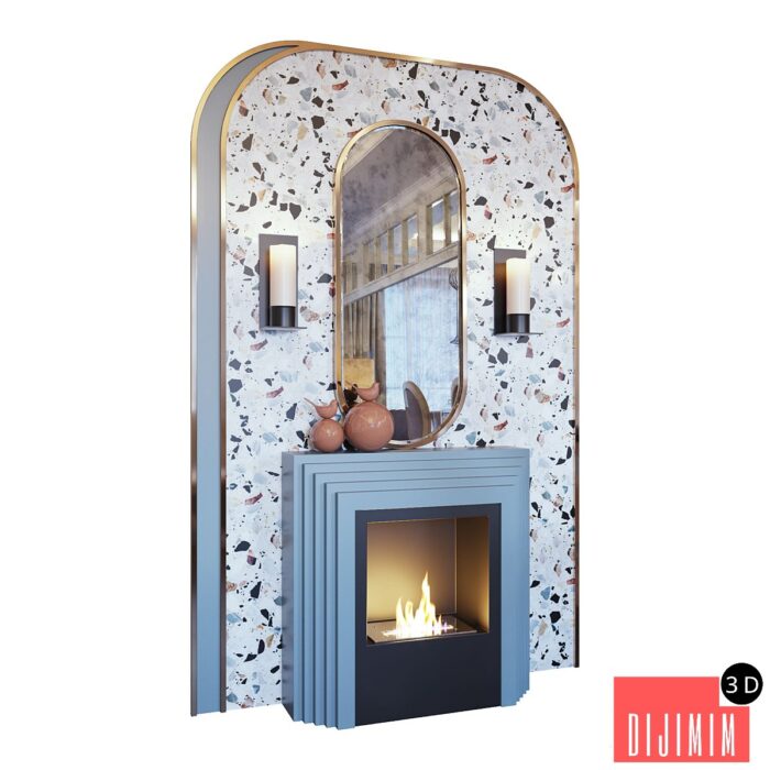 Fireplace, sconce, decor, mirror and murals terrazzo murals (Fireplace sconce mirror and decor memphis 01 YOU) - Görsel 1