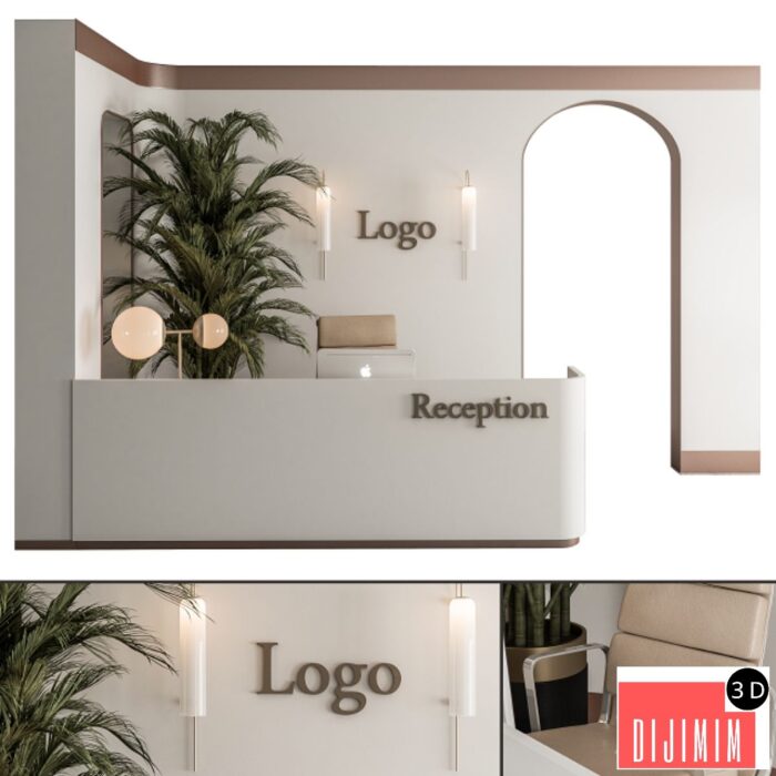 Reception Desk and Wall Decoration - Office Set 239 - Görsel 1