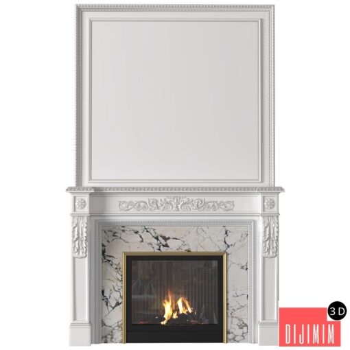 White Fireplace in a classic style. Fireplace in classic style